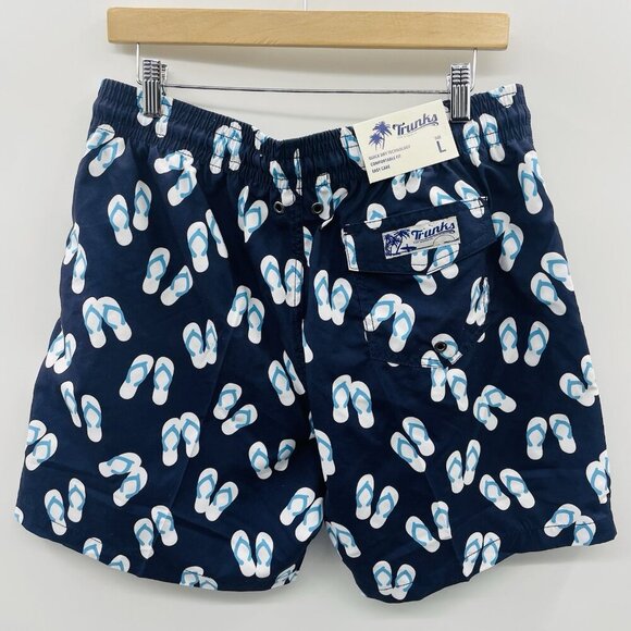 Trunks Surf & Swim Mens Large Sano 6.5" Swim Trunks Marine Blue Flip Flops 1042 - Picture 3 of 8